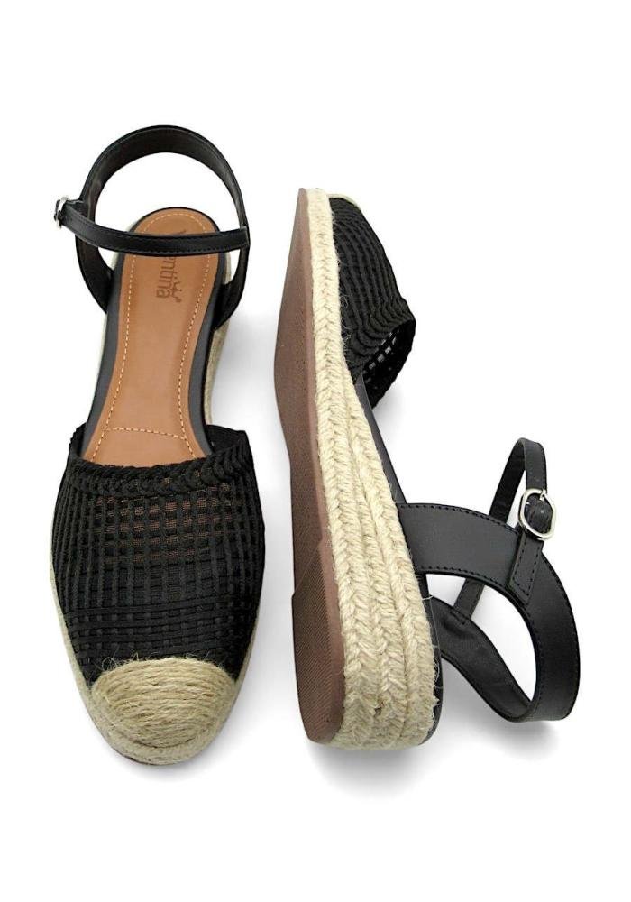 Sapato Slingback Valentina Anabela Espadrille em Crochê 509044 Preto 4