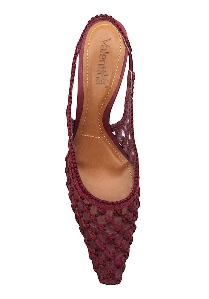 Slingback Valentina em Crochê Vinho Salto Fino Alto 434001 Vinho 3
