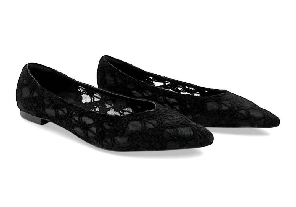 Sapatilha Valentina em Crochê e Tela Bico Fino 373367 Preto 2
