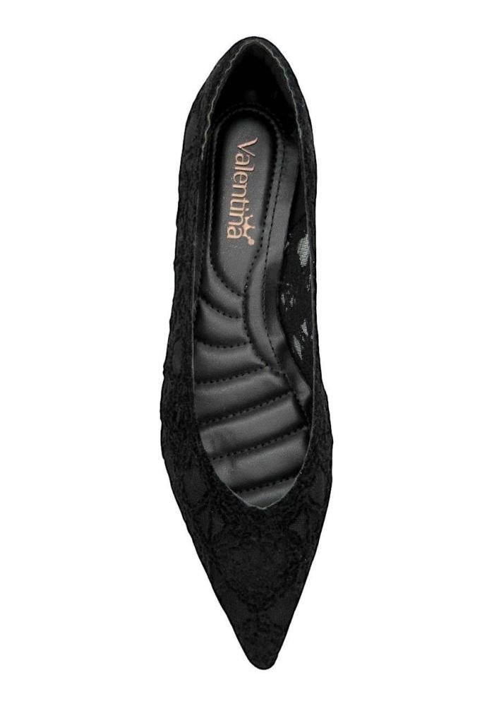 Sapatilha Valentina em Crochê e Tela Bico Fino 373367 Preto 4