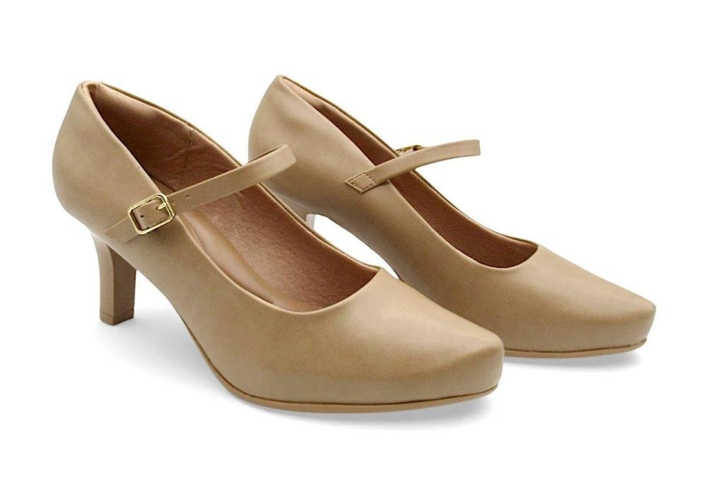Sapato Scarpin Boneca Comfortflex Nude Salto Fino 2685302 Marrom 2