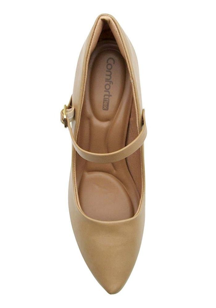 Sapato Scarpin Boneca Comfortflex Nude Salto Fino 2685302 Marrom 3