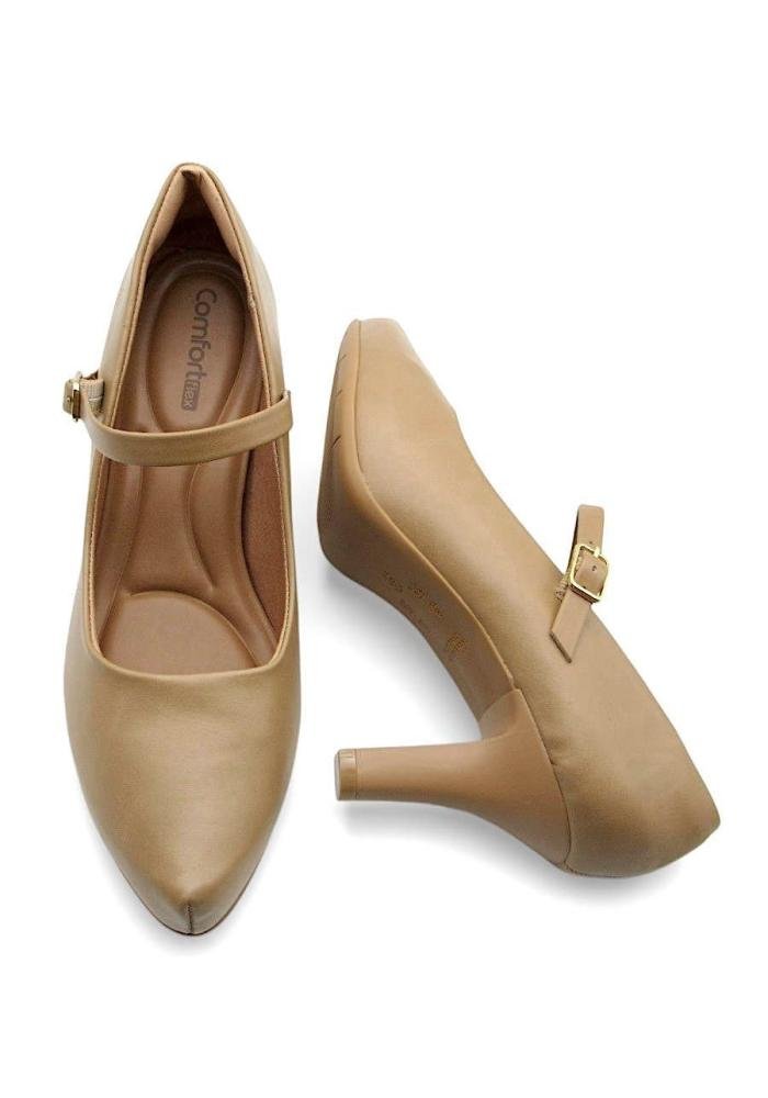 Sapato Scarpin Boneca Comfortflex Nude Salto Fino 2685302 Marrom 4