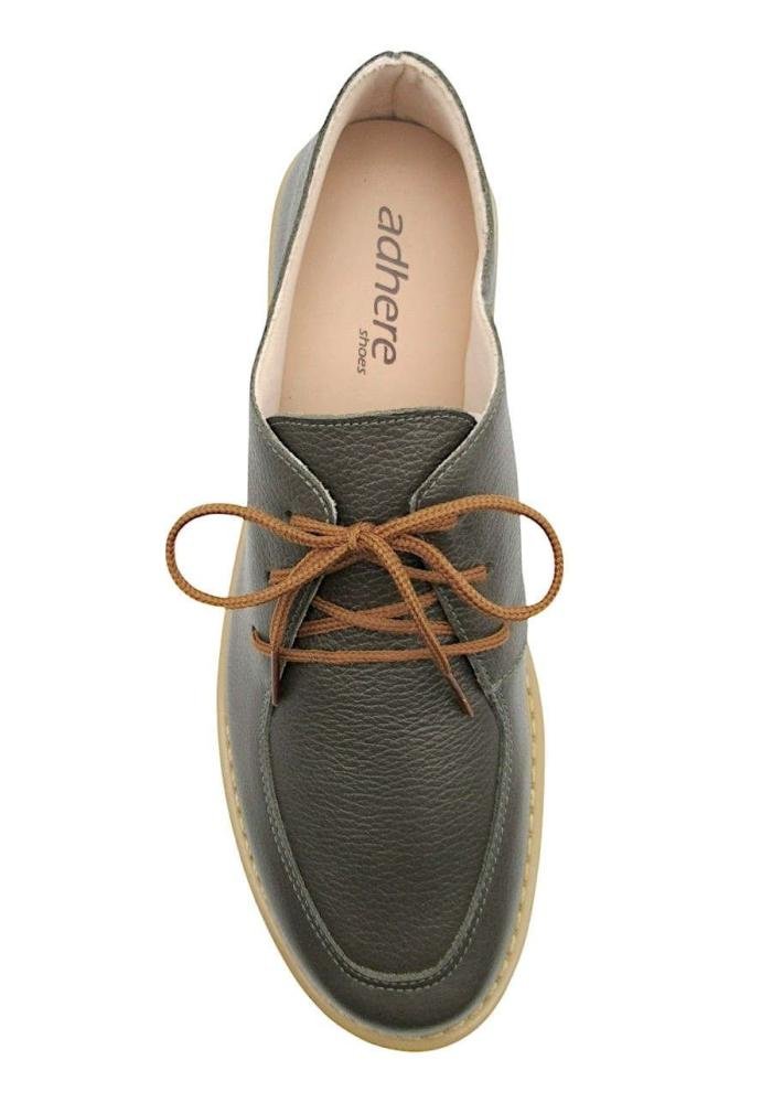 Mocassim Oxford Feminino em Couro Adhere Solado Tratorado 5240490 Verde Musgo 3
