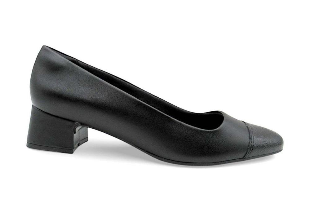 Sapato Scarpin Comfortflex Preto Salto Bloco 2698303