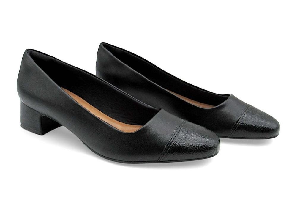 Sapato Scarpin Comfortflex Preto Salto Bloco 2698303 Preto 2