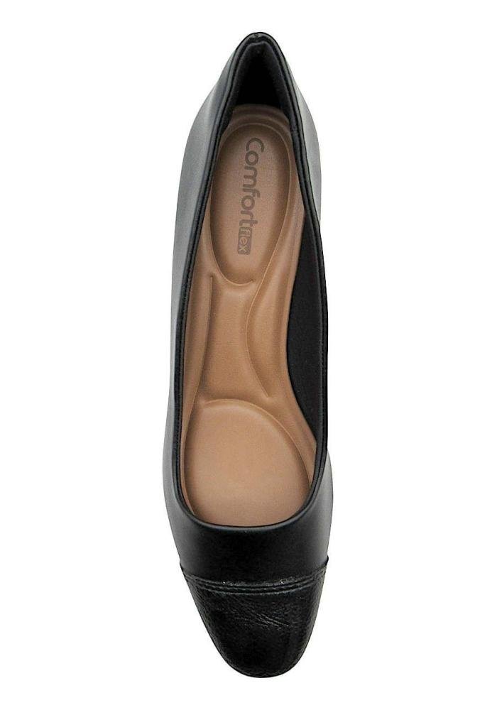 Sapato Scarpin Comfortflex Preto Salto Bloco 2698303 Preto 3