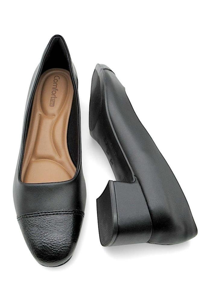 Sapato Scarpin Comfortflex Preto Salto Bloco 2698303 Preto 4