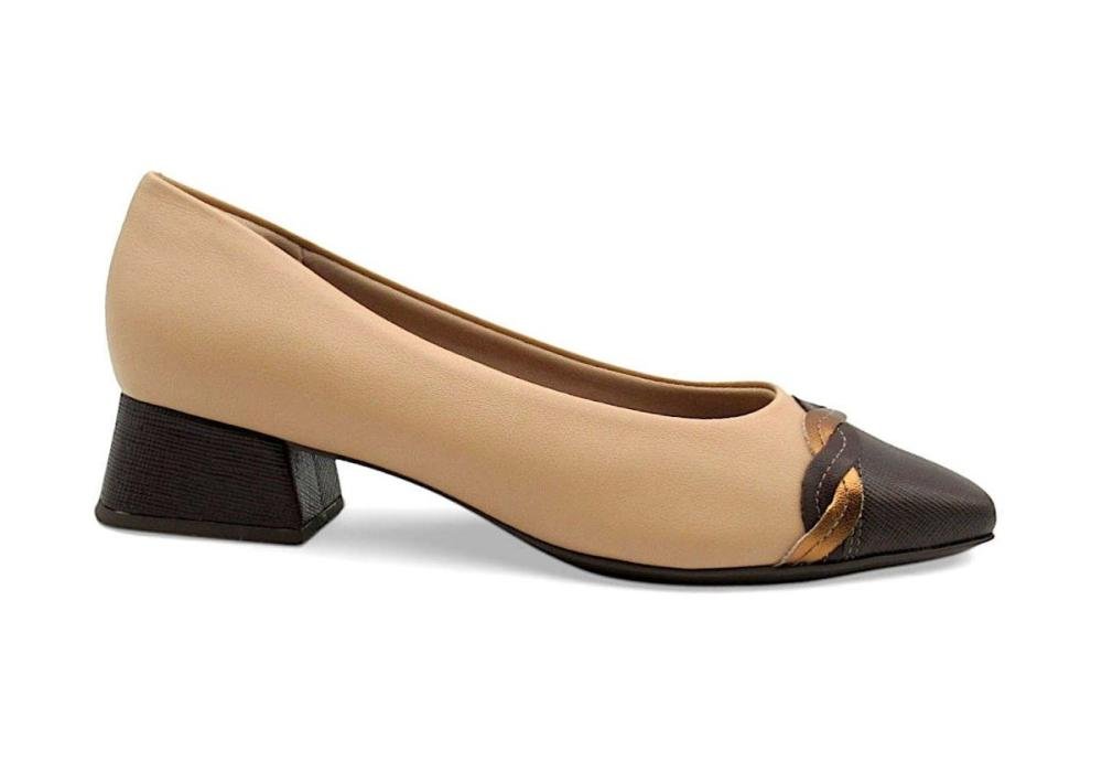 Sapato Scarpin Piccadilly Salto Bloco Baixo Bico Quadrado 160115