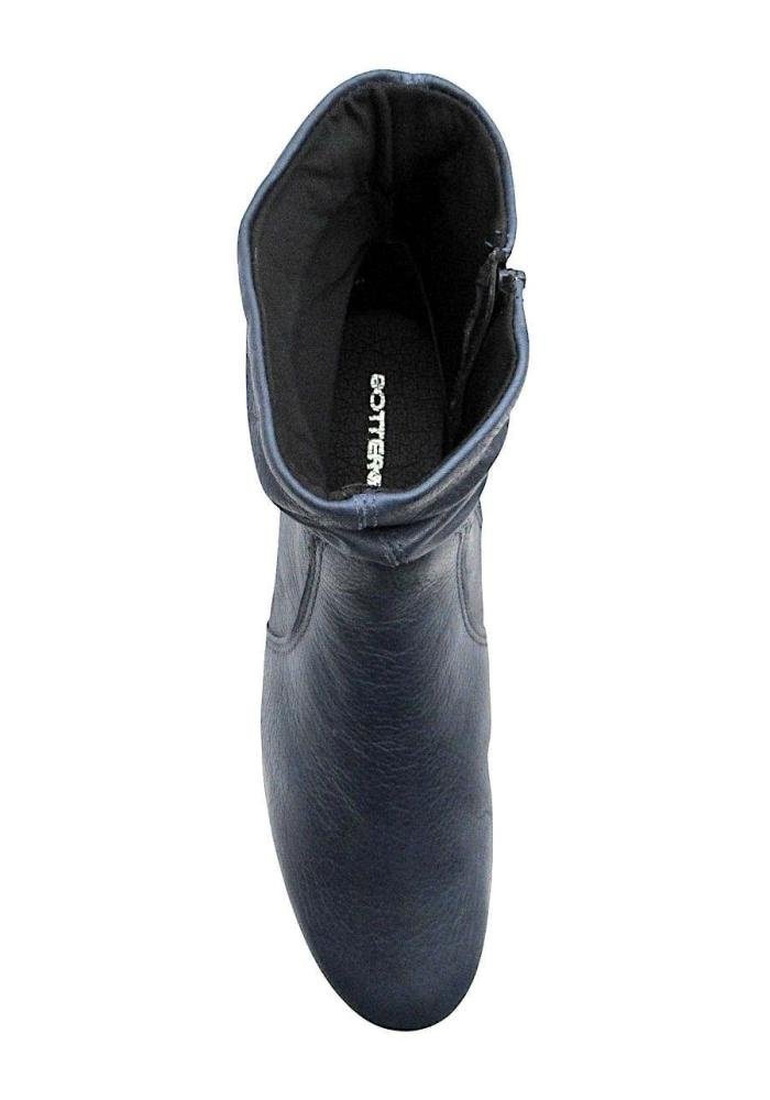 Bota Feminina Bottero Cano Curto Couro Premium 369208 Flatform Azul Marinho 4