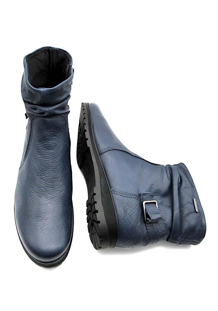 Bota Feminina Bottero Cano Curto Couro Premium 369208 Flatform Azul Marinho 5