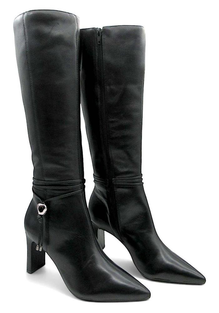 Bota Cano Longo Giulia Domna Couro Preto Salto Alto 593008 Preto 2