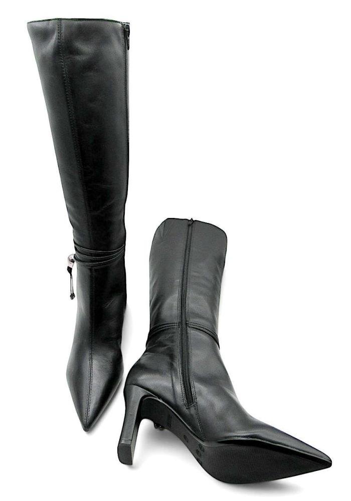Bota Cano Longo Giulia Domna Couro Preto Salto Alto 593008 Preto 4