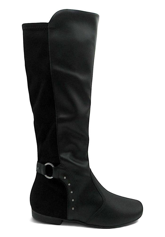 Bota Montaria Piccadilly Cano Longo Rasteira Preta 250281