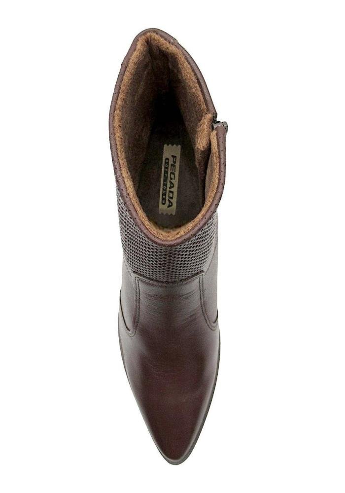 Bota Curta Feminina Pegada Couro Bico Fino 280502 Marrom 5