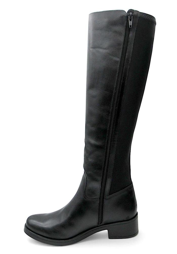 Bota Montaria Feminina Via Paula Couro Preta Cano Longo com Neoprene 4129 Preto 4