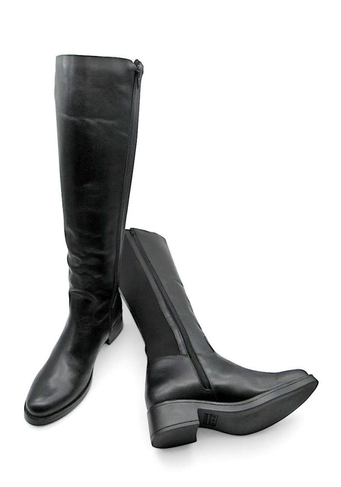 Bota Montaria Feminina Via Paula Couro Preta Cano Longo com Neoprene 4129 Preto 5