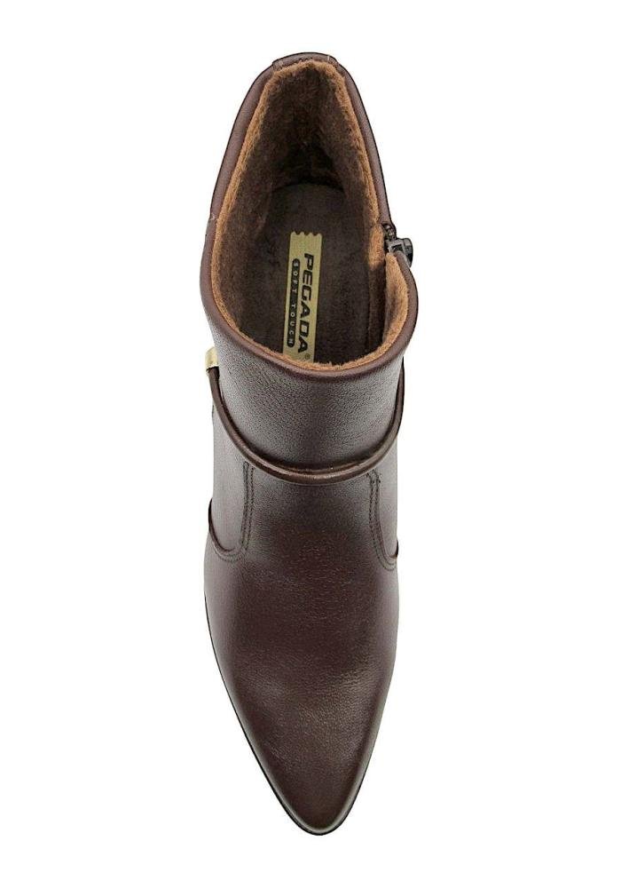 Bota Curta Feminina Pegada Couro Bico Fino 280905 Marrom 4