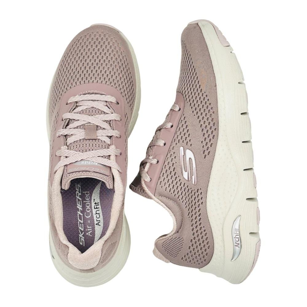 Tênis Skechers Arch Fit com Cadarço Feminino Bege 3