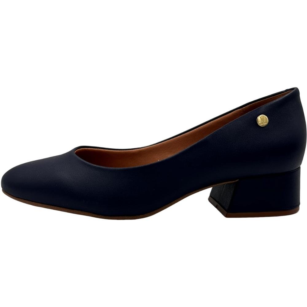 Sapato Vizzano em Pelica Bico Redondo Salto Baixo Feminino Azul 2