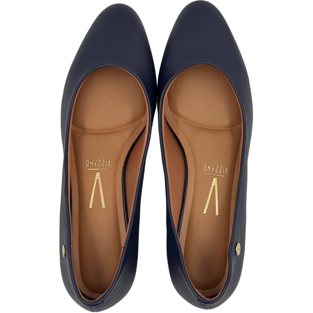 Sapato Vizzano em Pelica Bico Redondo Salto Baixo Feminino Azul 4