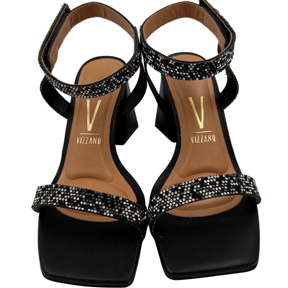 Sandália Vizzano Social com Strass Salto Bloco Feminina Preto 3