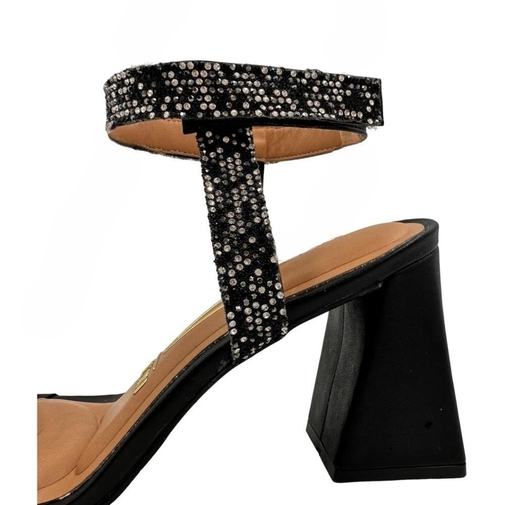 Sandália Vizzano Social com Strass Salto Bloco Feminina Preto 4