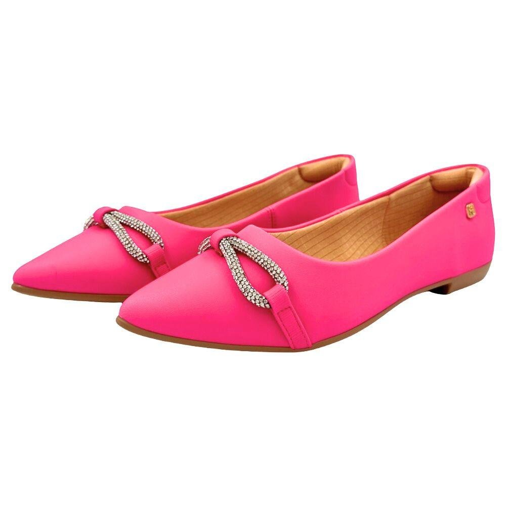 Sapatilha Santinelli Fechada Bico Fino com Brilho Feminina Rosa 1