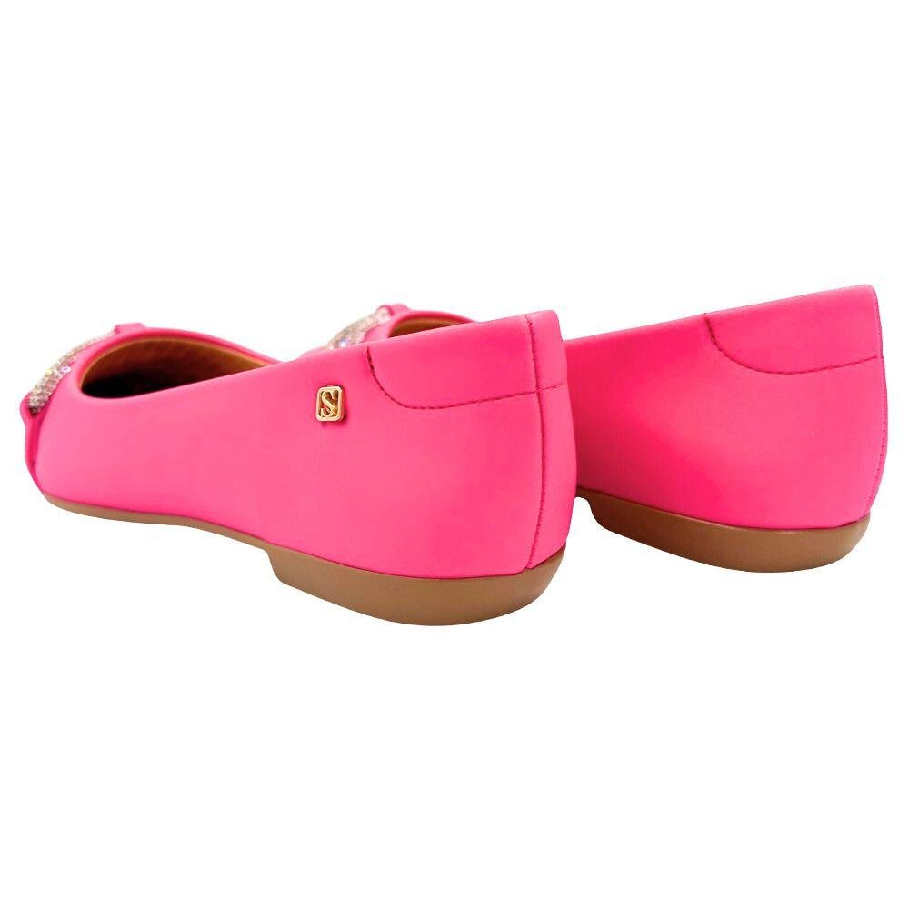 Sapatilha Santinelli Fechada Bico Fino com Brilho Feminina Rosa 3