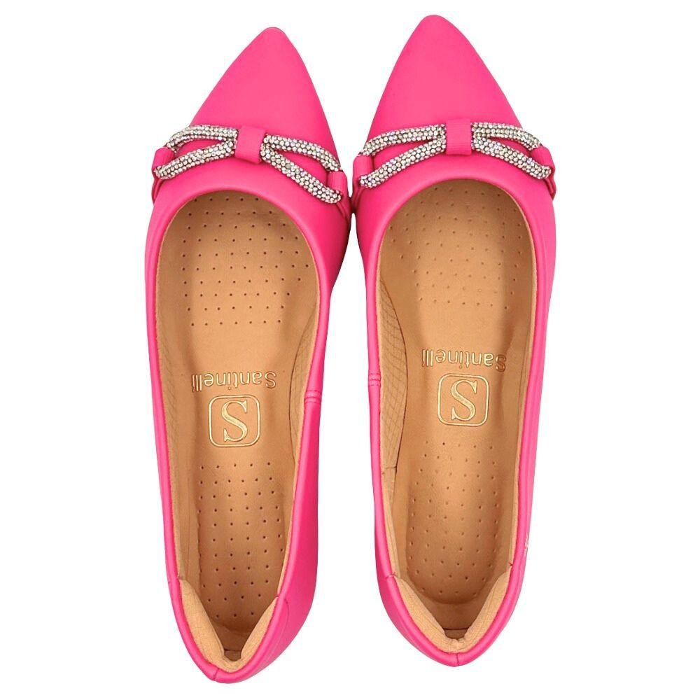 Sapatilha Santinelli Fechada Bico Fino com Brilho Feminina Rosa 4