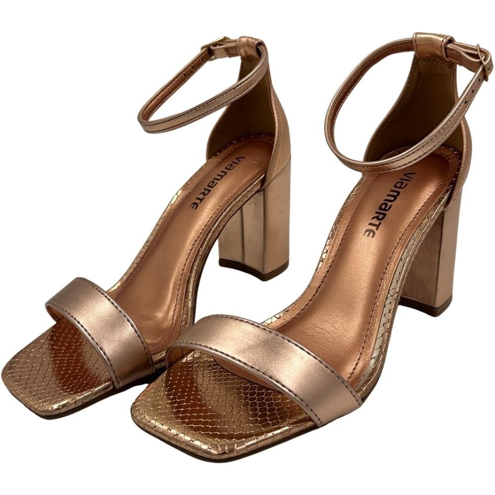 Sandália Via Marte Salto Alto Metalizada Feminina Marrom 1