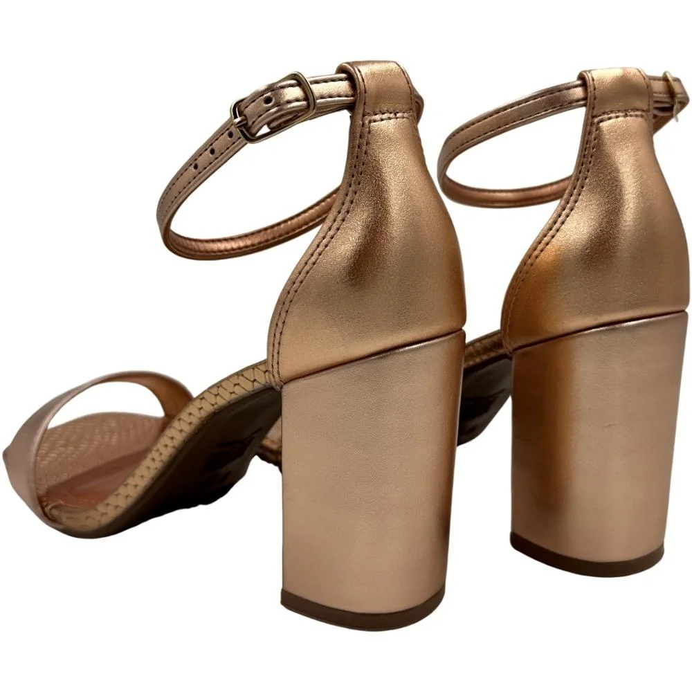 Sandália Via Marte Salto Alto Metalizada Feminina Marrom 3