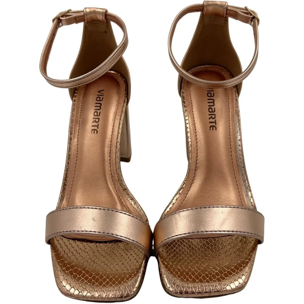 Sandália Via Marte Salto Alto Metalizada Feminina Marrom 4