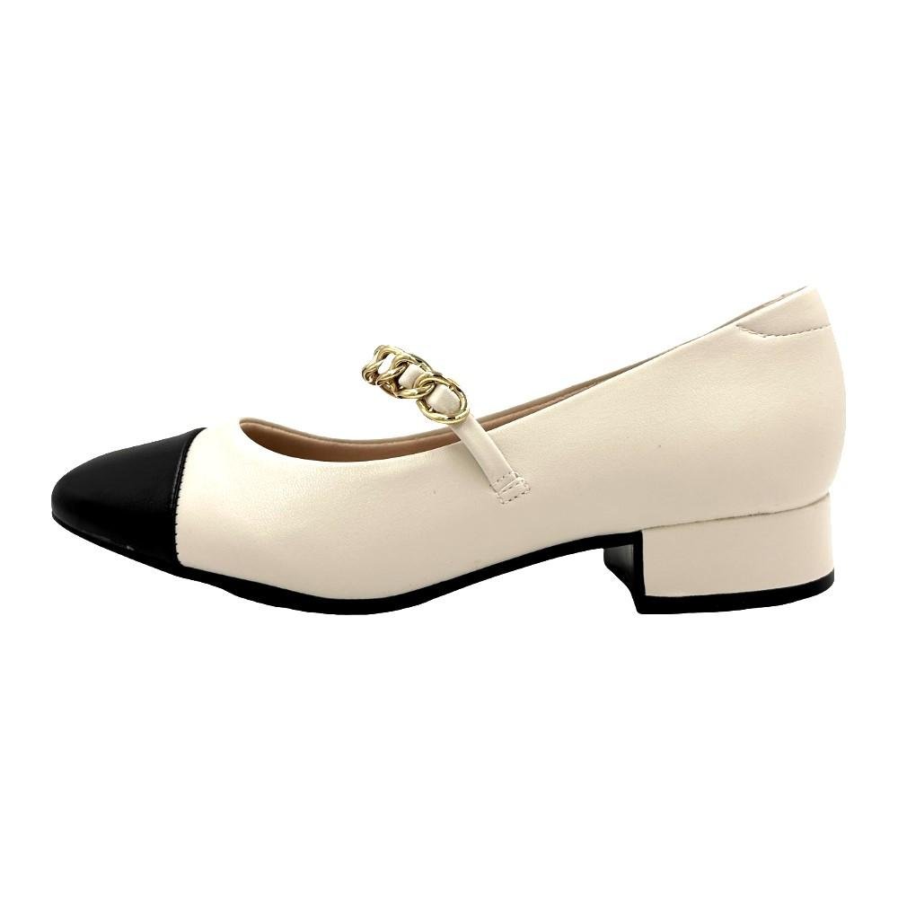 Sapato Moleca Salto Baixo com Tira Feminino Branco 2