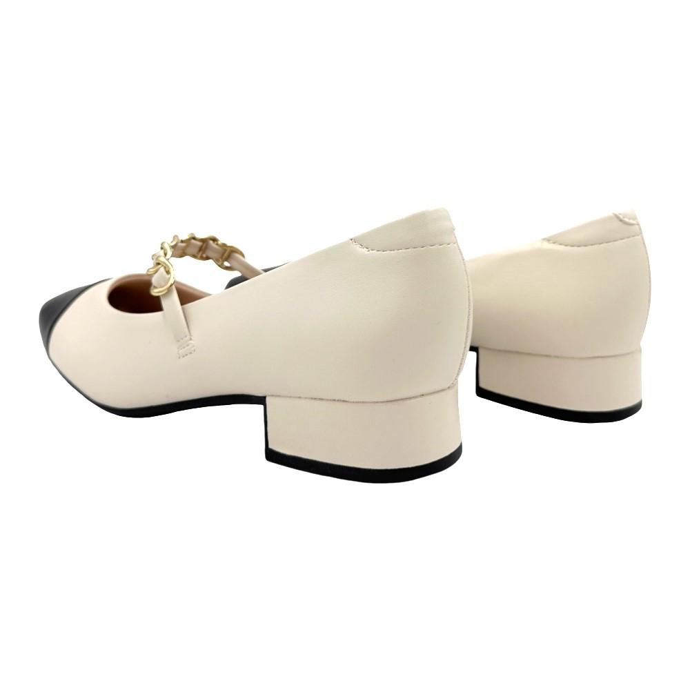Sapato Moleca Salto Baixo com Tira Feminino Branco 3