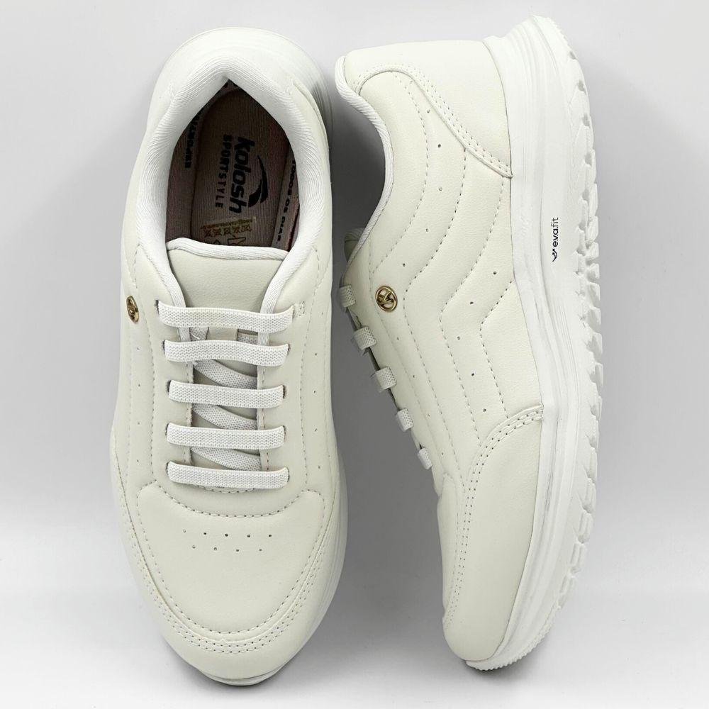Tênis Kolosh Esportivo Cadarço Elástico Feminino Off White 4