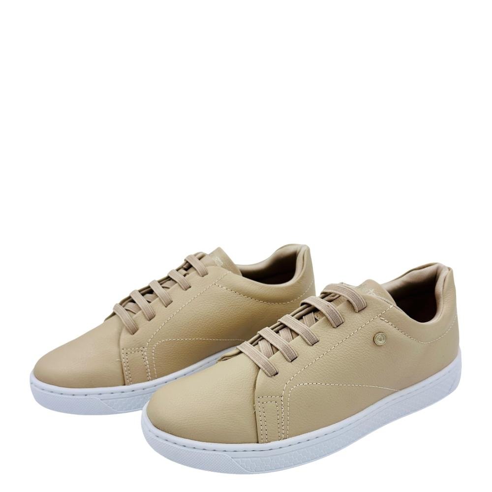 Tênis Comfortflex Casual Cadarço em Elástico Feminino Bege 1