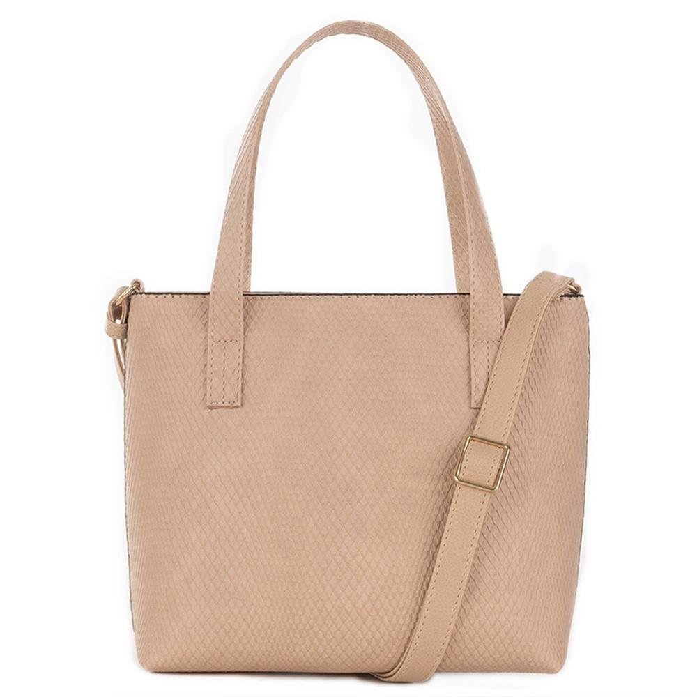Bolsa Be Forever Texturizada Tira Colo em P.U Feminina Bege 3