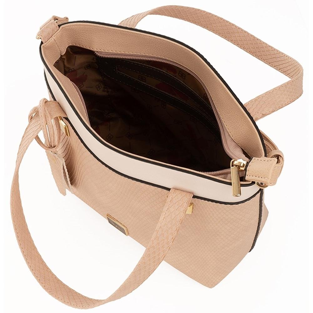 Bolsa Be Forever Texturizada Tira Colo em P.U Feminina Bege 4