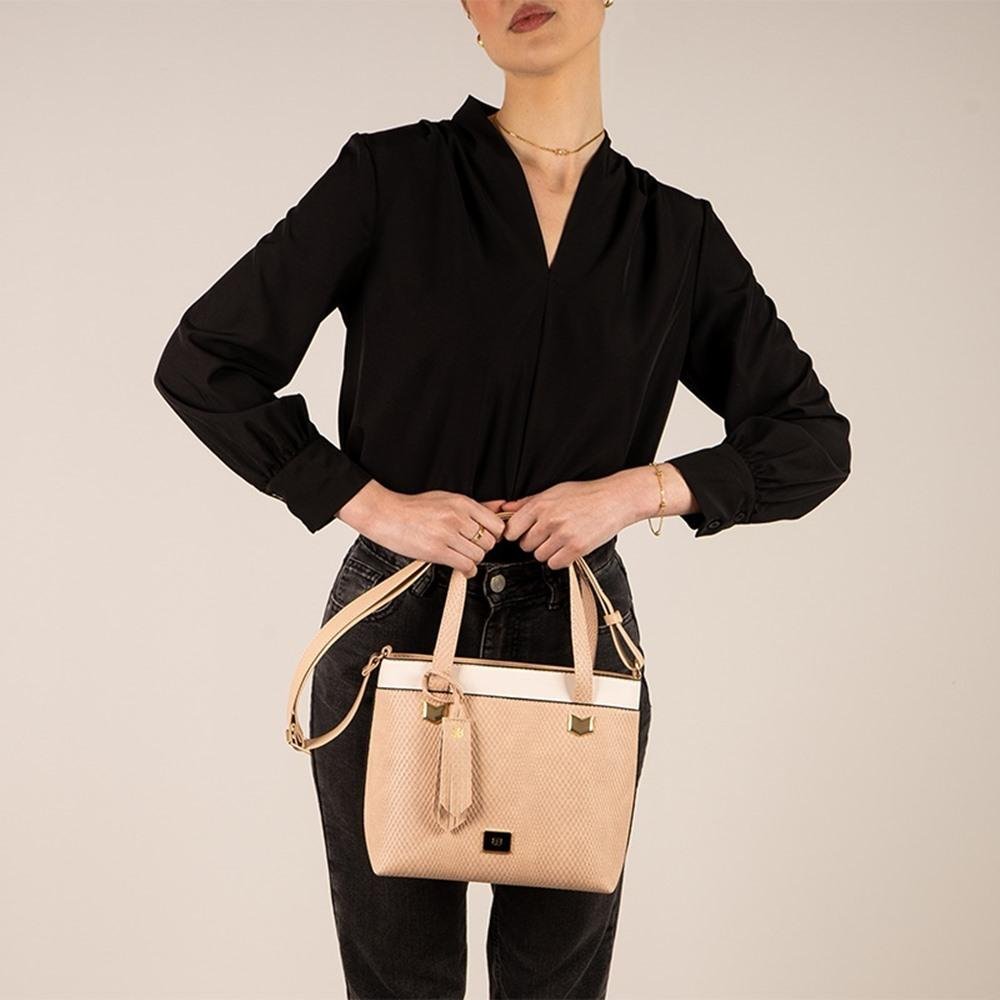 Bolsa Be Forever Texturizada Tira Colo em P.U Feminina Bege 5