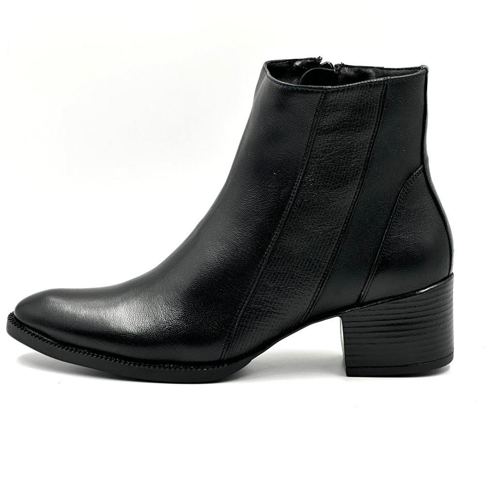Bota Dazzani Vitelli Salto Médio Cano Curto Feminina Preto 2