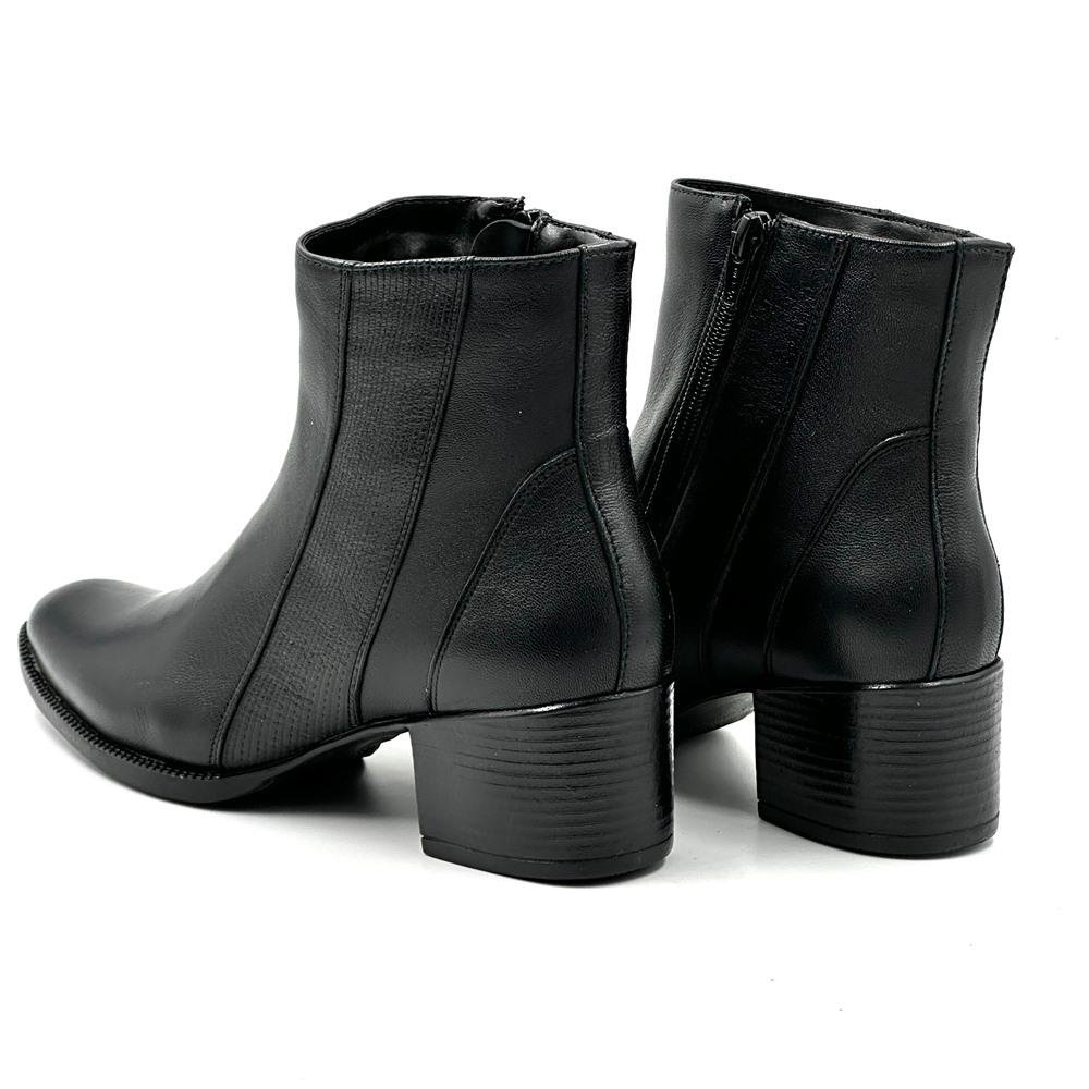 Bota Dazzani Vitelli Salto Médio Cano Curto Feminina Preto 3