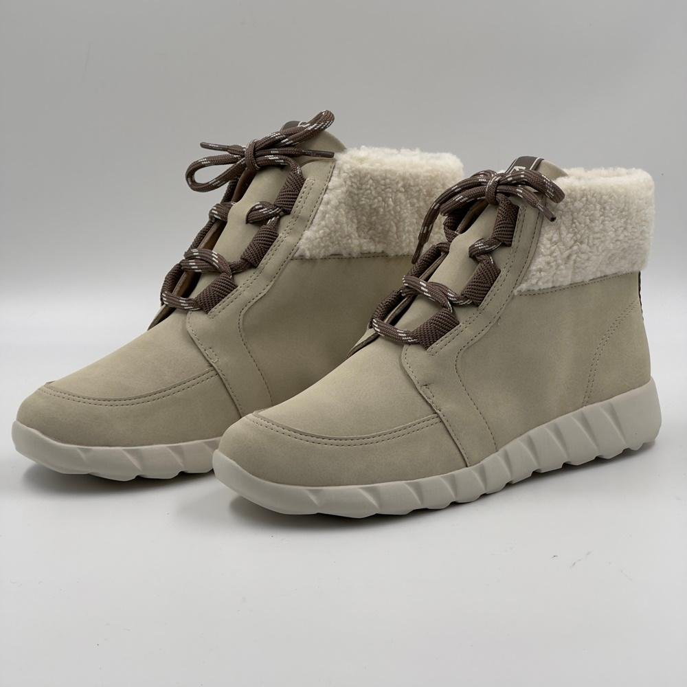 Bota Piccadilly Cano Curto com Cadarço Feminina Bege