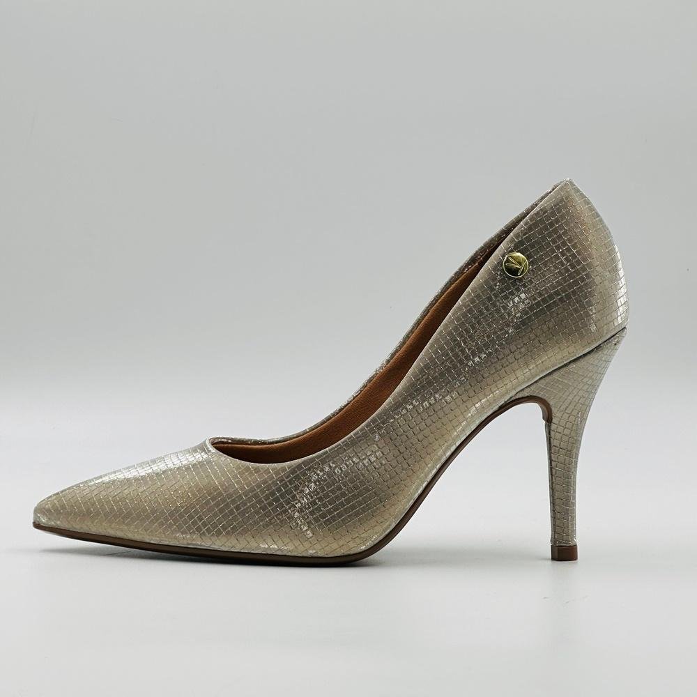 Sapato Vizzano Scarpin Salto Alto Metalizado Feminina Dourado 2