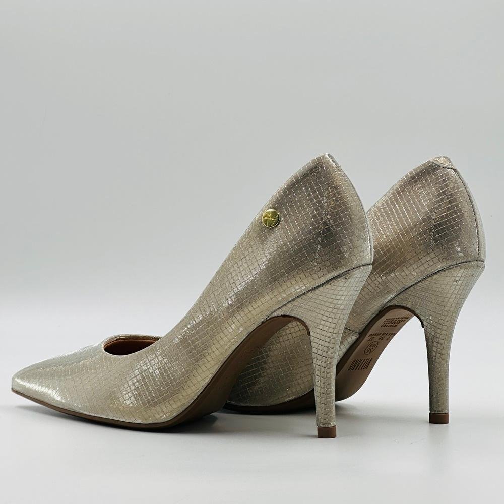 Sapato Vizzano Scarpin Salto Alto Metalizado Feminina Dourado 3