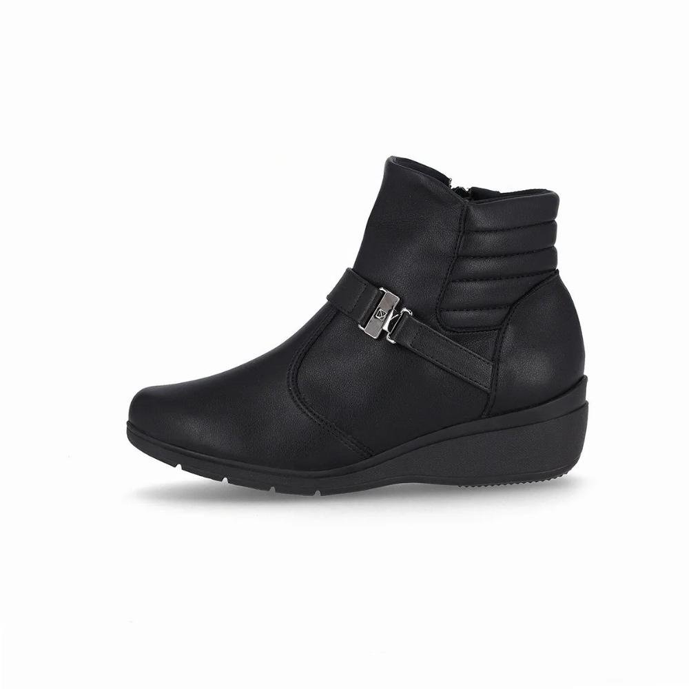 Bota Piccadilly Cano Curto Salto Anabela Feminina Preto 2