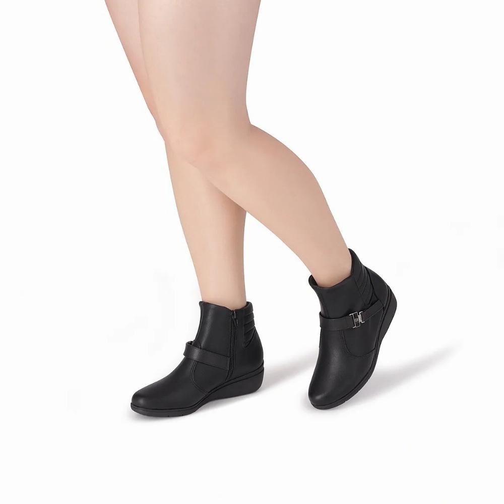 Bota Piccadilly Cano Curto Salto Anabela Feminina Preto 4