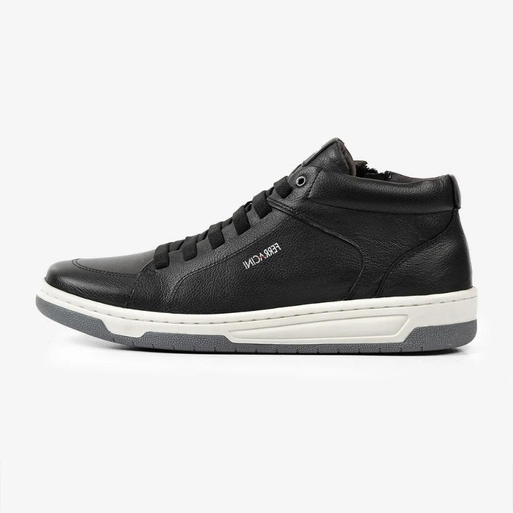 Sapatênis Ferracini Botinha Cadarço Elástico Masculino Preto 2