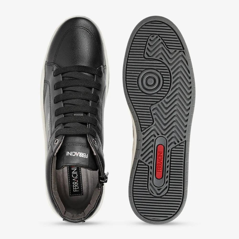 Sapatênis Ferracini Botinha Cadarço Elástico Masculino Preto 3