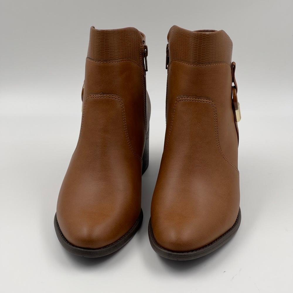 Bota Comfortflex Cano Curto Salto Médio Feminina Marrom 4
